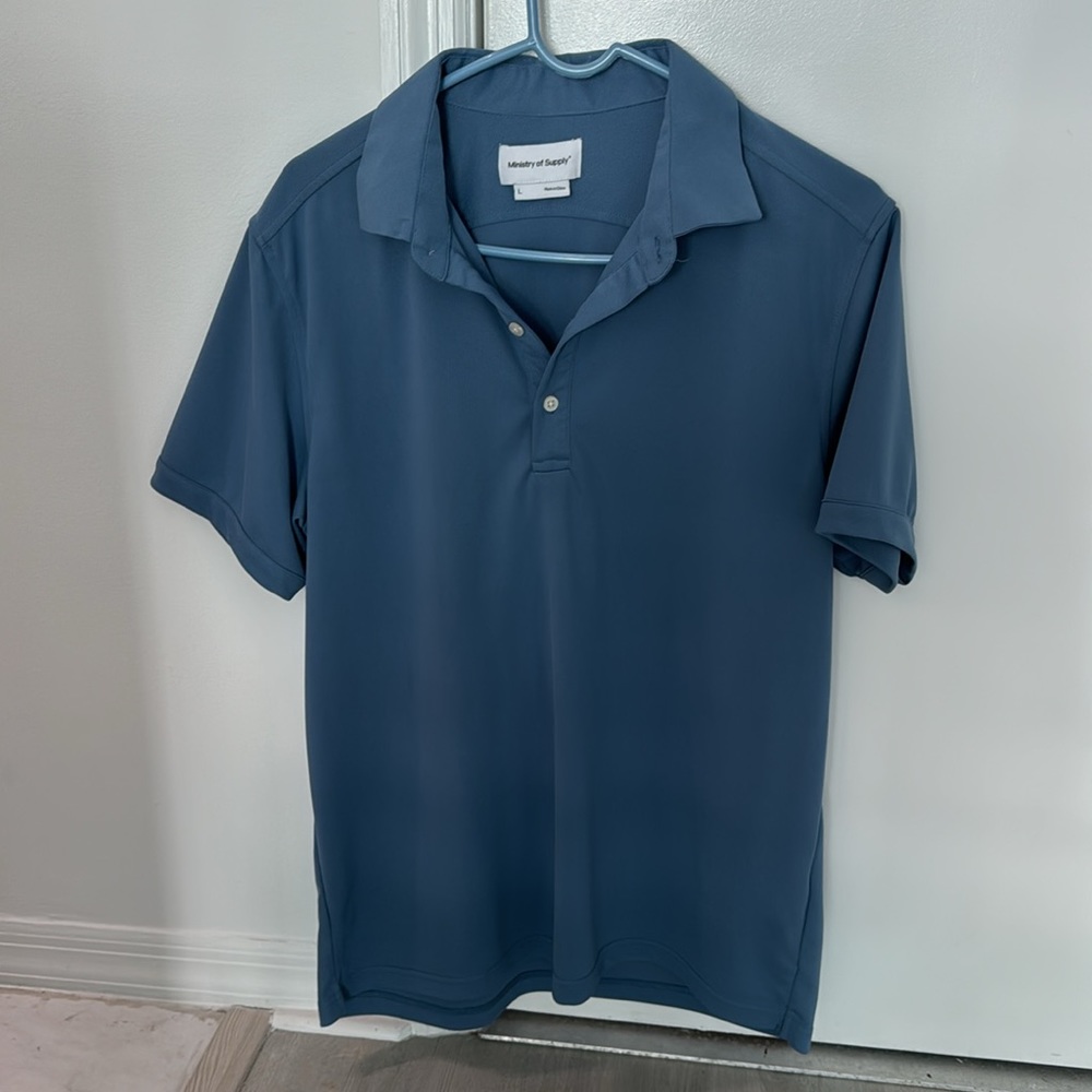 Ministry of Supply Apollo Polo, Size L, Steel Blue color